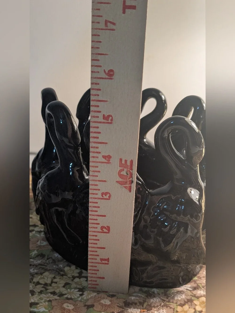 Vintage rare find  Black Ceramic Swan Planter